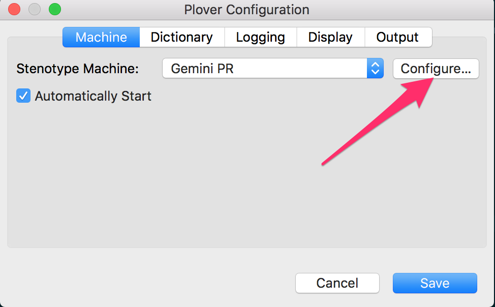 Select GeminiPR from dropdown and click Configure button